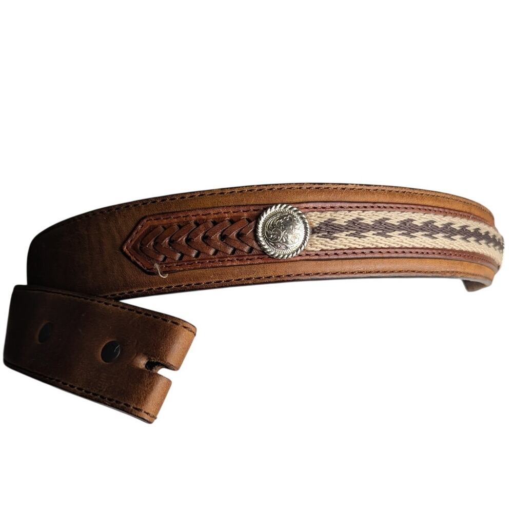 Tony Lama The Duke Mens Western Belt Size 40 Brown Leather Conchos No Buckle